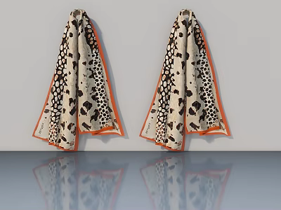 Hinged Door With Leopard Print Pattern And Orange Border For Modern Interior 3d model