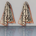 Hinged Door With Leopard Print Pattern And Orange Border For Modern Interior 3d model