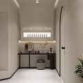 Modern Beauty Salon Interior With Elegant Reception Sofa Product Display Shelves And Professional Workstation