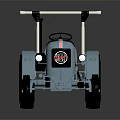 Blue Toy Tractor With Red Wheels Black Seat And White Handlebars