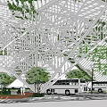 Bus platform Awning of bus platform 3d model