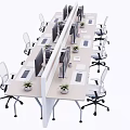 Modern Office Desks With Partition Computer Monitors Office Chairs And Potted Plants