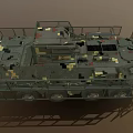 Camouflaged Military Tank With Metal Cage Armor Multi Wheel Design And Top Machine Gun