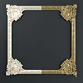 Gold Ornate Picture Frame with Intricate Carvings and Vintage Design Details