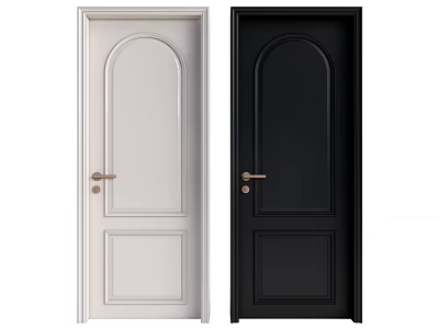 Modern White and Black Panel Doors with Gold Handles and Arch Square Panel Design 3d model