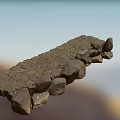 Ancient Road Infrastructure Featuring Stone Bridge with Moss Covered Blocks in Rural Area