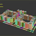 Decorative Lights On Neatly Arranged Colorful Building Model Display Scene