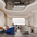 Airport Station VIP Lounge Minimalist White Rest Area Reception Hall Open Tea Space Guizhou Element Pattern Rest Massage Recliner Leisure Chair Combination 3d model