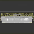 Sci Fi Futuristic Interior With White Sofas Geometric Yellow Lines Gray Floor And Bar Counter