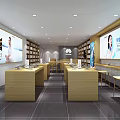 Modern Digital Store Retail Space With Display Shelves And Smartphone Counters
