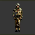 Man in Military Uniform Wearing Helmet Carrying Rifle Knife and Tactical Gear