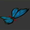 Vibrant Blue Butterfly With Black Edged Wings On Gradient Gray Background