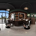 Retro Wooden Beauty Barber Shop Interior Design Features Classic Barber Chairs And Cozy Ambient Lighting