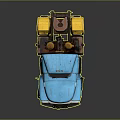 Vintage Blue and Yellow Truck with Weathered Exterior and Classic Design Features