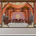 Traditional Chinese Shopping Mall Store With Red Decor Lanterns Carved Patterns And Elegant Design