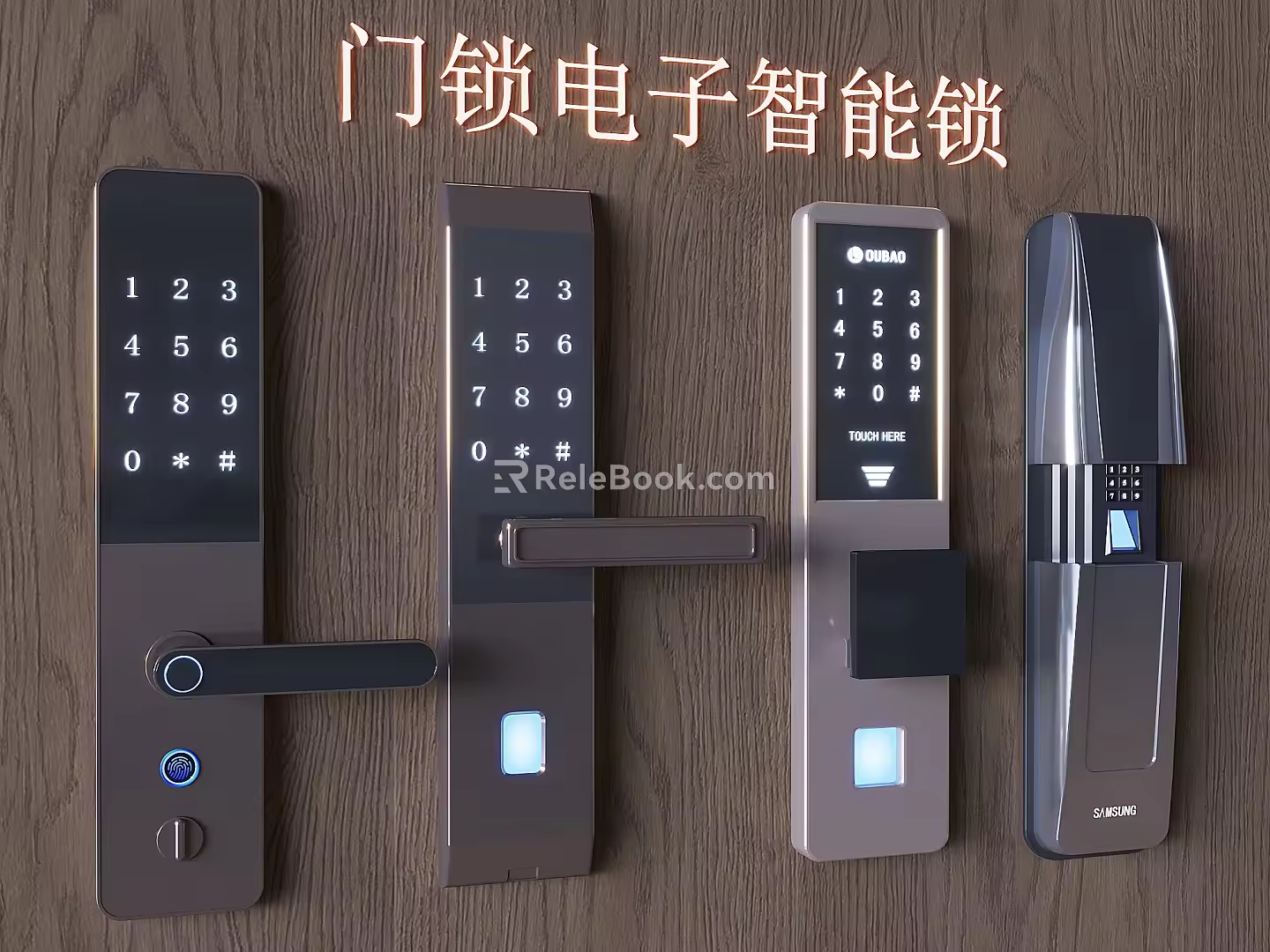 Door handle type electronic lock fingerprint password smart door lock 3d model