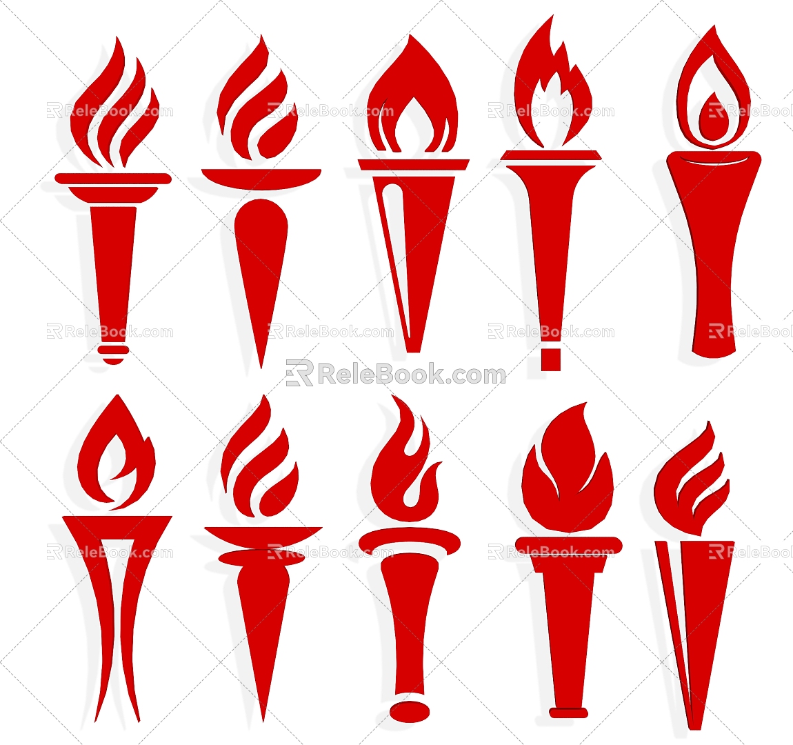 Cartoon Torch Torch Shape Torch Red Torch Flame Torch Wall Decoration Decorative Element Symbol Icon Silhouette Paper Cut-out 3d model