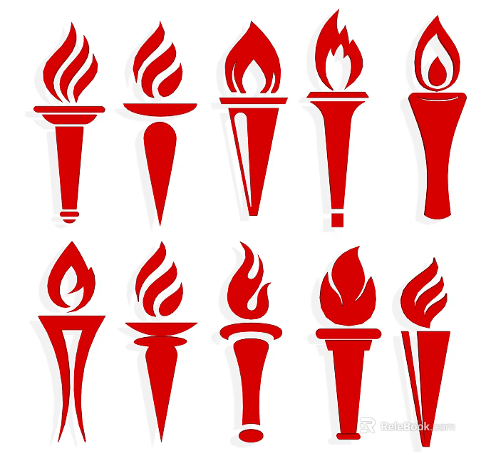 Red Torch Style Wall Decor Variations 3d model 