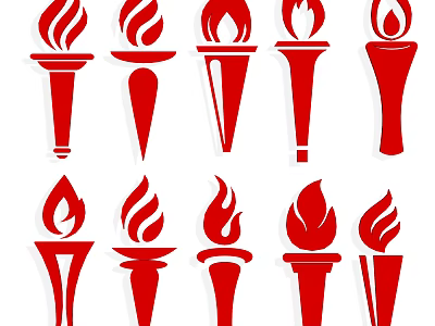Red Torch Style Wall Decor Variations 3d model