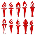 Cartoon Torch Shape Torch Red Torch Flame Torch Wall Decoration Decorative Element Symbol Icon Silhouette Paper Cut-out 3d model
