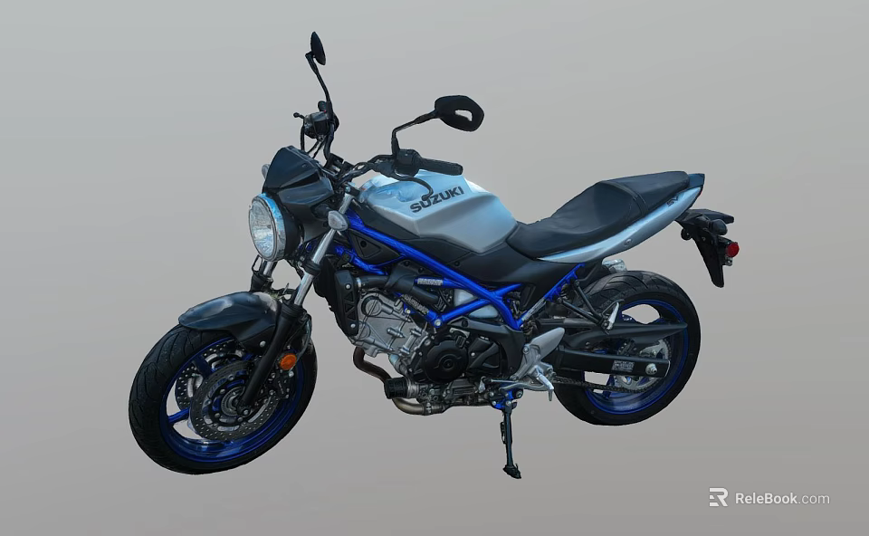 Modern Black and Blue Motorcycle with Sleek Design Sporty Body Black Seat and Blue Wheels 3d model 