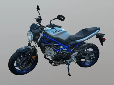 Modern Black and Blue Motorcycle with Sleek Design Sporty Body Black Seat and Blue Wheels 3d model