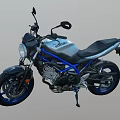 Modern Black and Blue Motorcycle with Sleek Design Sporty Body Black Seat and Blue Wheels