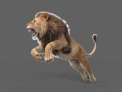Realistic Reptile With Open Mouth Jumping On Gray Background In Wildlife Scene 3d model