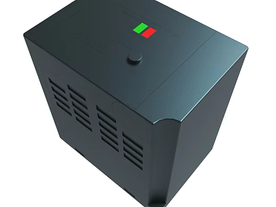 Black Electronic Device With Red Green Indicator Lights Button And Ventilation Vents 3d model