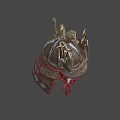 Samurai Helmet With Fanged Red Mask And Dragon Ornament Traditional Design