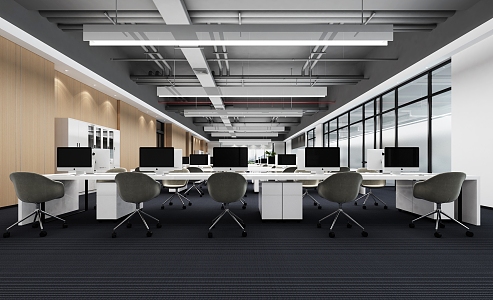 Modern style office public area office space collective office space office work station office public area 3d model