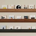 Elegant Minimalist Wooden Floating Bookshelves With Book Collection On Light Wall