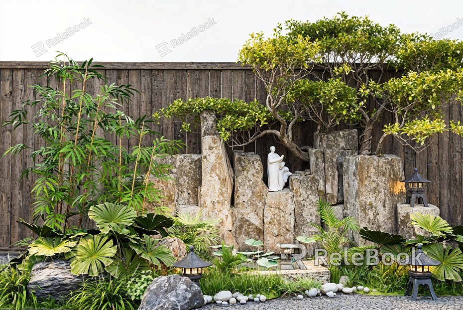 New Chinese-style rockery waterscape Taishan stone rockery waterscape courtyard landscaping model