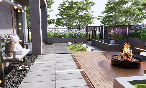 Modern Courtyard Garden 3d model