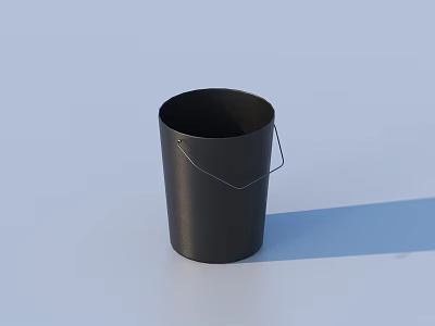 Practical Black Household Bucket With Handle For Everyday Home Use 3d model