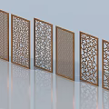 Decorative Partitions Featuring Various Intricate Patterns and Wooden Frames for Home Interior Decor 3d model