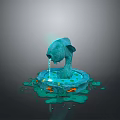 Scenic Fish Shaped Fountain With Water Flowing Into Decorative Base Pool