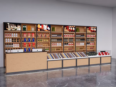 Modern Retail Display Shelves With Multiple Layers And Neatly Arranged Products 3d model