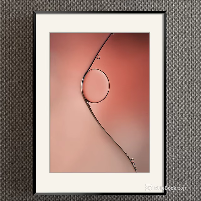 Abstract Artwork With White Frame On Gray Wall Pink Background Black Circle Curve 3d model
