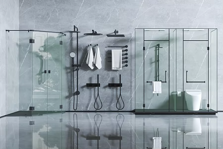 Shower room combination bathroom combination toilet shower combination bath heater combination 3d model