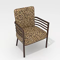 Single Sofa With Leopard Print Upholstery Dark Wood Slatted Arms And Sturdy Legs