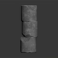 Abstract Stacked Gray Stone Pillar Sculpture with Textured Surface and Reflective Base 3d model