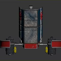 Red Aerospace Vehicle Design With Grille Structure Circular Thrusters And Yellow Details