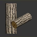 Rustic Wood Logs With Bark And Cross Section Displaying Natural Grain 3d model
