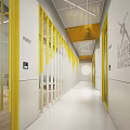 Music Classroom Interior With Piano Music Stands Wooden Walls Yellow Decor And Modern Ceiling Design