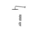 Chrome Wall Mounted Shower Faucet With Rainfall Head And Control Handles