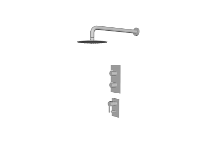 Chrome Wall Mounted Shower Faucet With Rainfall Head And Control Handles 3d model