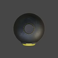 Spherical Grenade Weapon Design Featuring Black Body Red Central Core And Yellow Decorative Accents