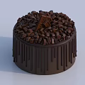 Chocolate Cake With Chocolate Chunks On Top And Chocolate Drizzle On The Sides