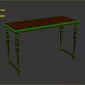 Elegant Wooden Rectangular Table With Intricate Carved Legs And Classic Design 3d model